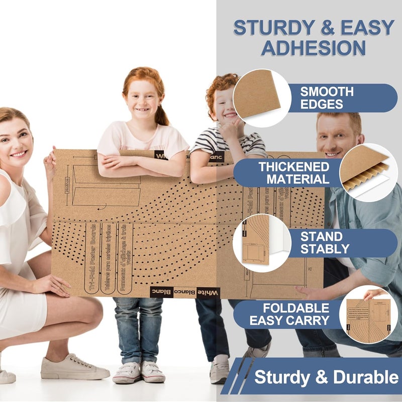 Rsgift 48 x 36 Tri-fold Poster Boards,Premium Corrugated Presentation Boards with Double Sided Tapes,Display Boards for School Project,Exhibitions,Business Presentation(4 Packs) - Image 3